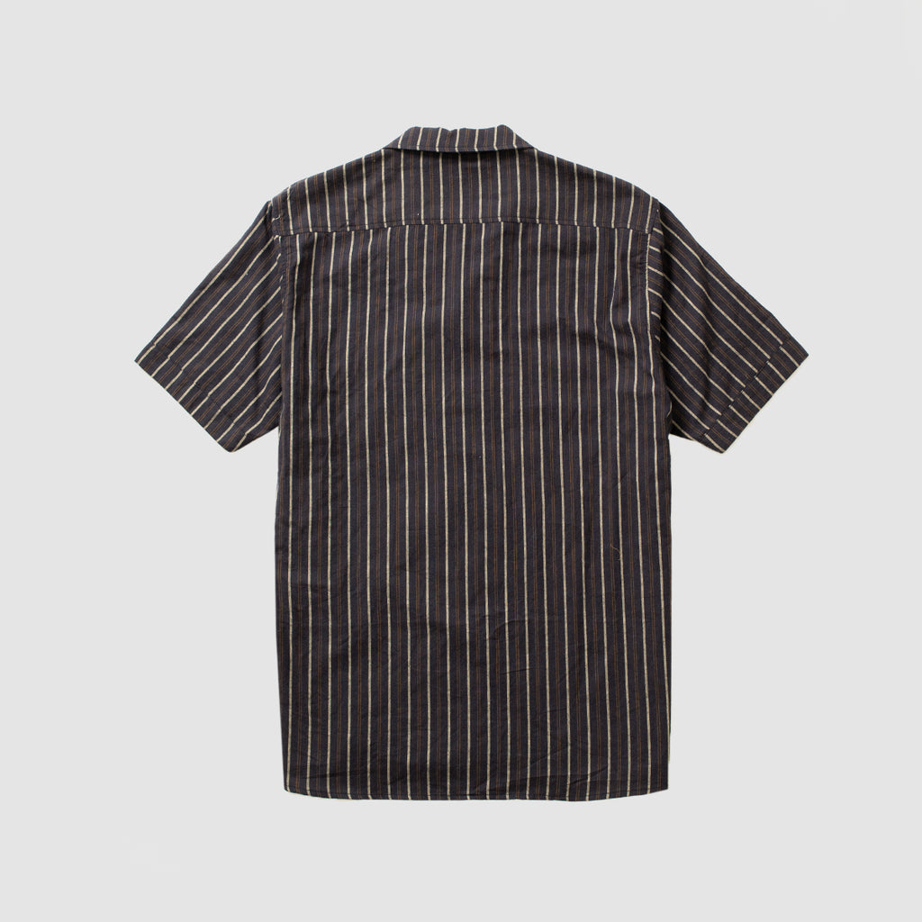 Striped Club Collar Shirt - Navy