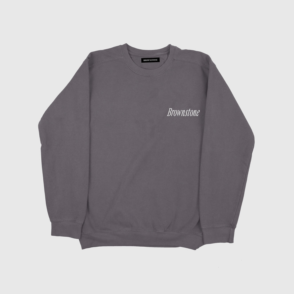 Embroidered Cut & Sew Crewneck - Washed Black