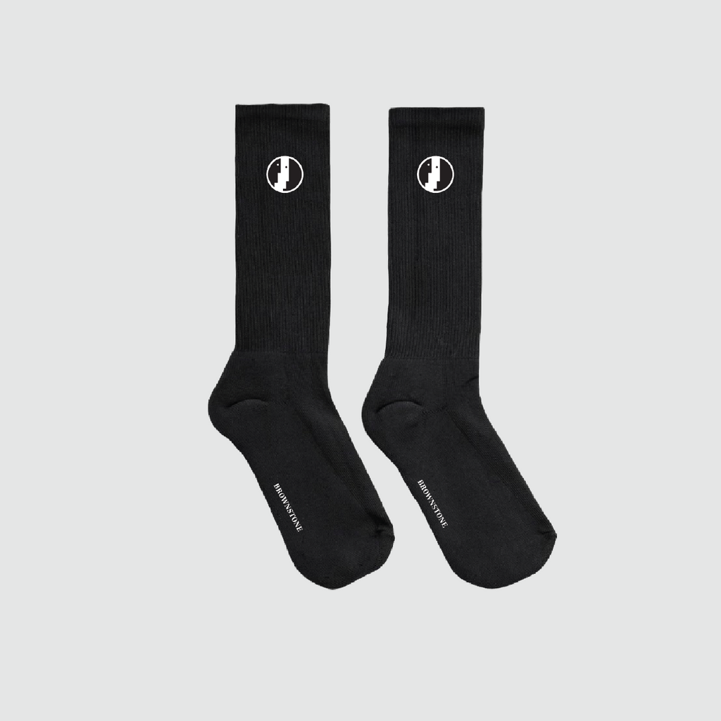 Embroidered Cotton Socks - Pure Black